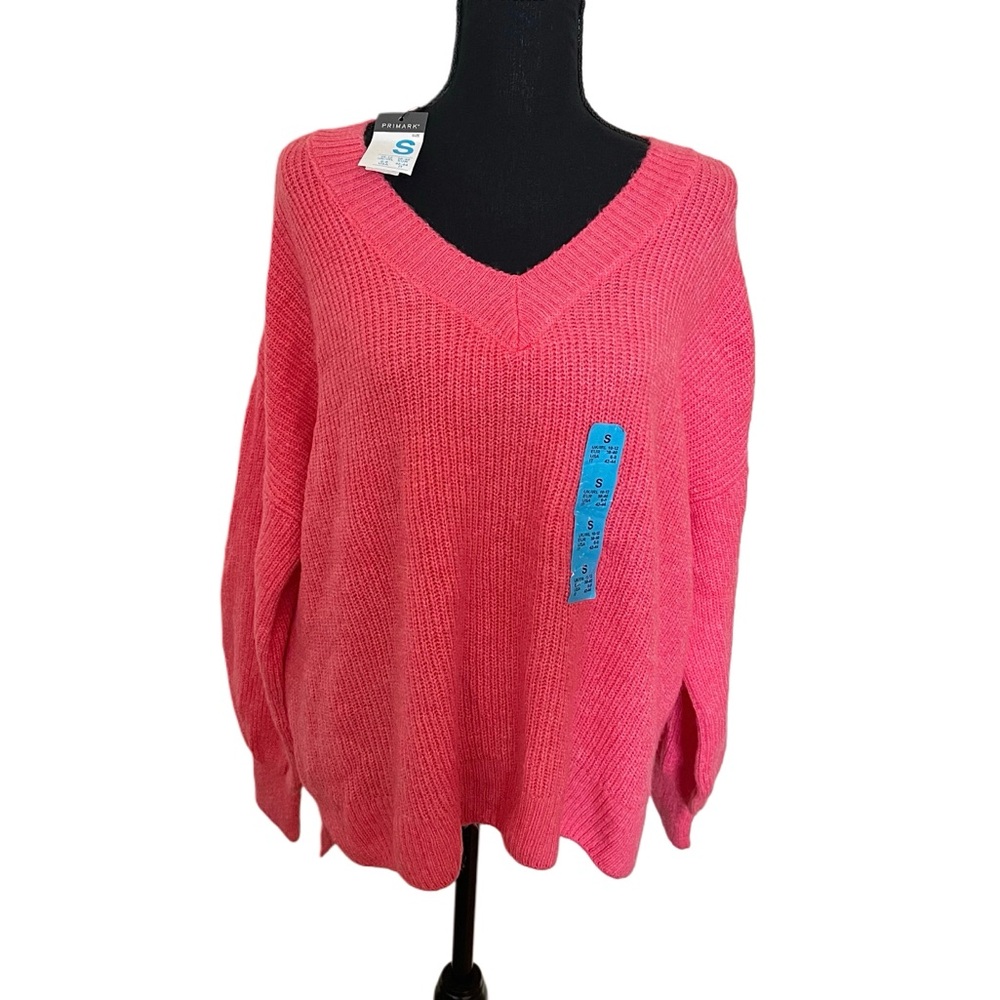 Primark Pink Knit V Neck Sweater Size S